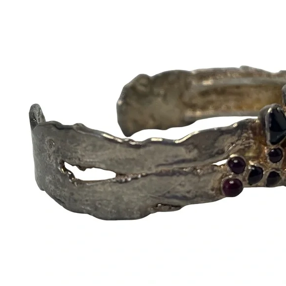 Multi-Gemstone Bird and Star Cuff Bracelet by C + R - Picture 4 of 8